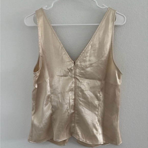 Champagne Ruched Satin Sleeveless Top - Picture 13 of 15